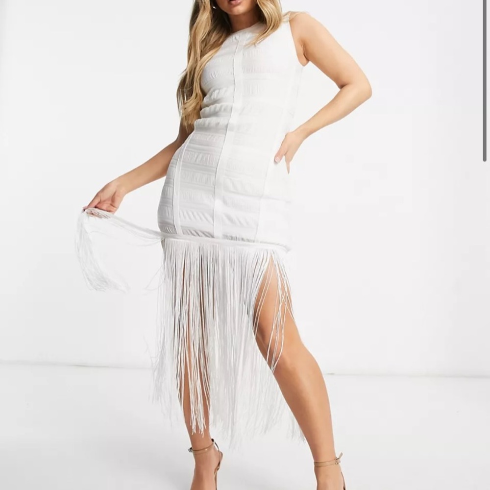 White Fringe Dress